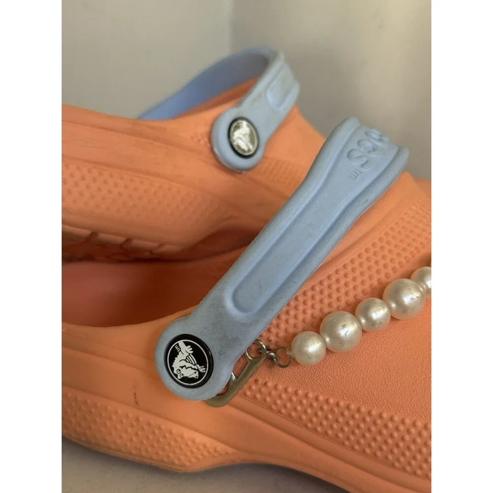Crocs Classic Juniors Youth J6 Coral Slingback Slide Clog Pearl Decor